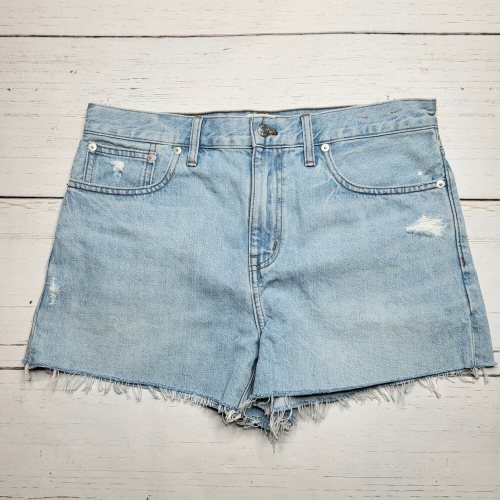 Madewell Relaxed Denim Shorts Light Wash Raw Hem Jean Cutoffs Distressed 28
